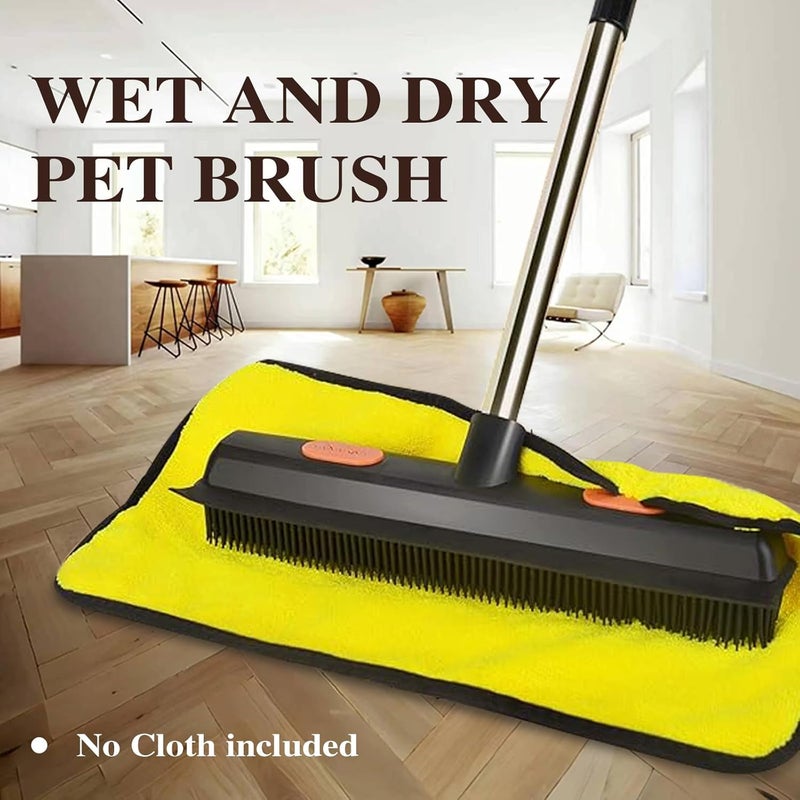 Bryquelin Pet Rubber Broom with 49inch Long Handle, Portable Detailing Lint Remover, Soft Push Broom for Fluff Carpet, Hardwood, Tile, Window (Black) - Image 4